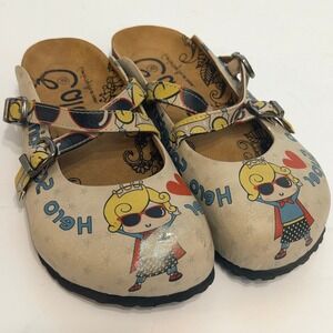 Calceo Goby 'Every Girl Is A Super Hero' Clogs/Mules Shoes Size 38 US 7.5